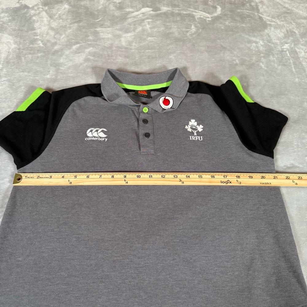 Canterbury IRFU Ireland Rugby Polo Shirt Mens L Slim Fit VapoDri Gray - Picture 7 of 8